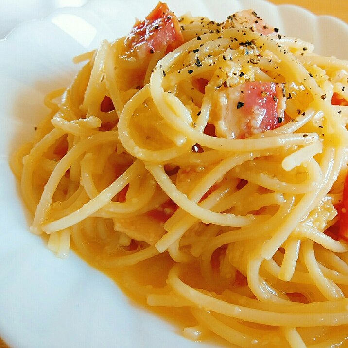 牛乳や生クリーム不使用 カルボナーラ レシピ 作り方 By はじゃじゃ 楽天レシピ